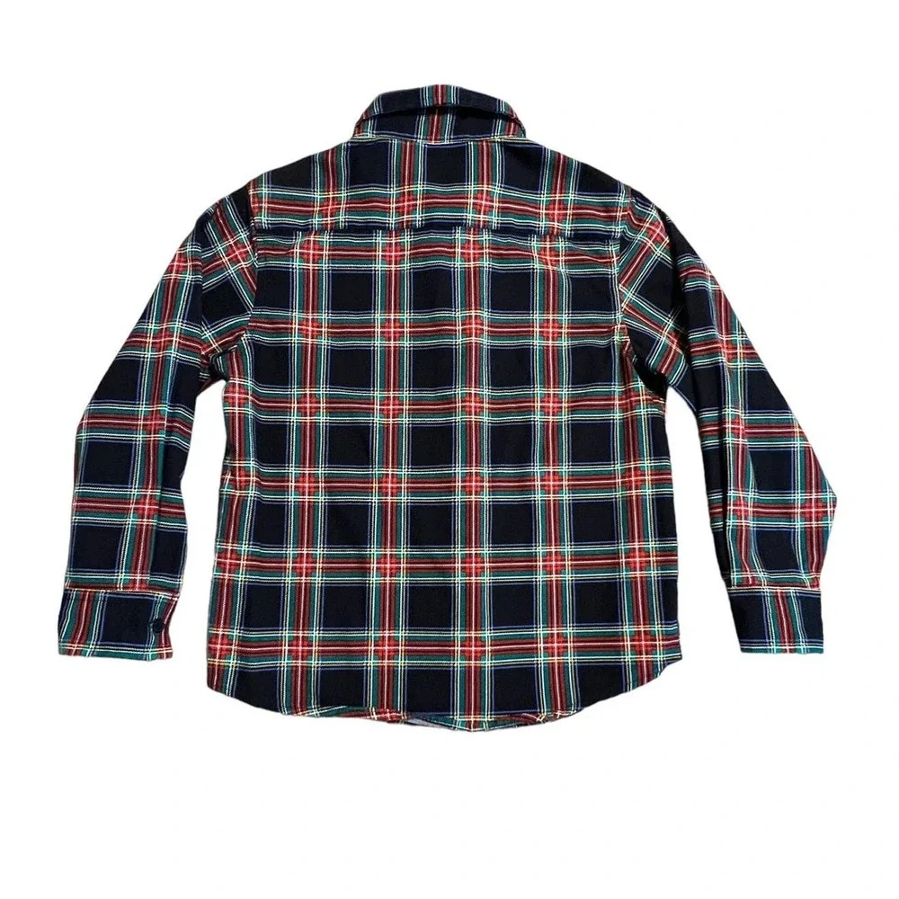 Kenneth Cole Trartan Plaid Button Down Shirt Boys 6 Black Red Green Prep Holiday